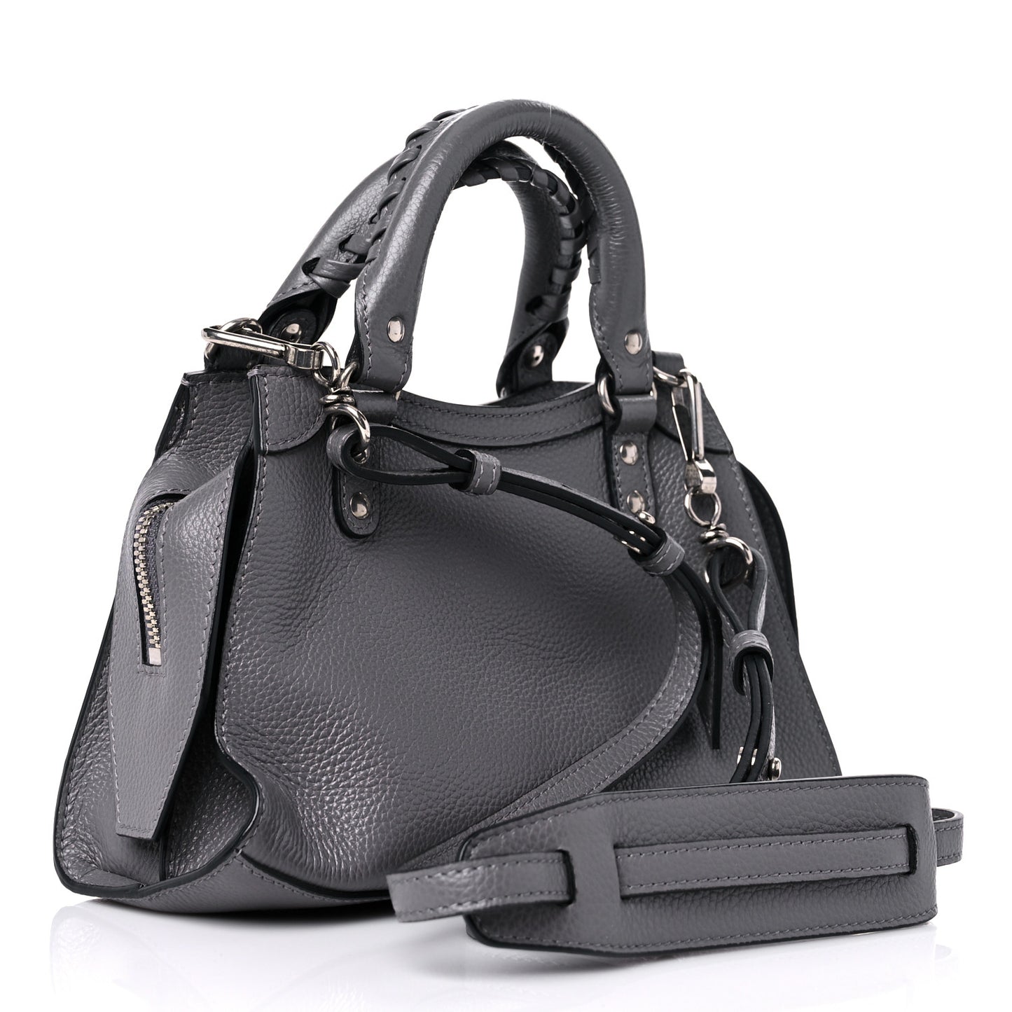Grained Calfskin Neo Classic Silver Hardware Mini City Dark Grey