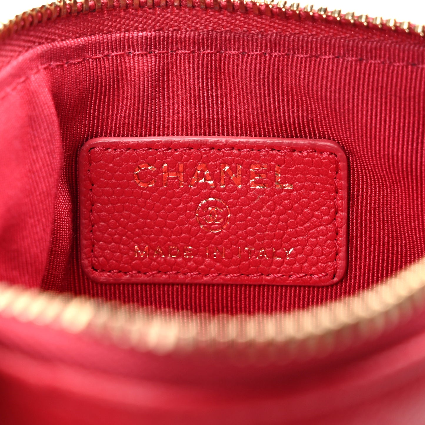 Caviar Chevron Quilted Small Ancient Greek Charms Cosmetic Case Red