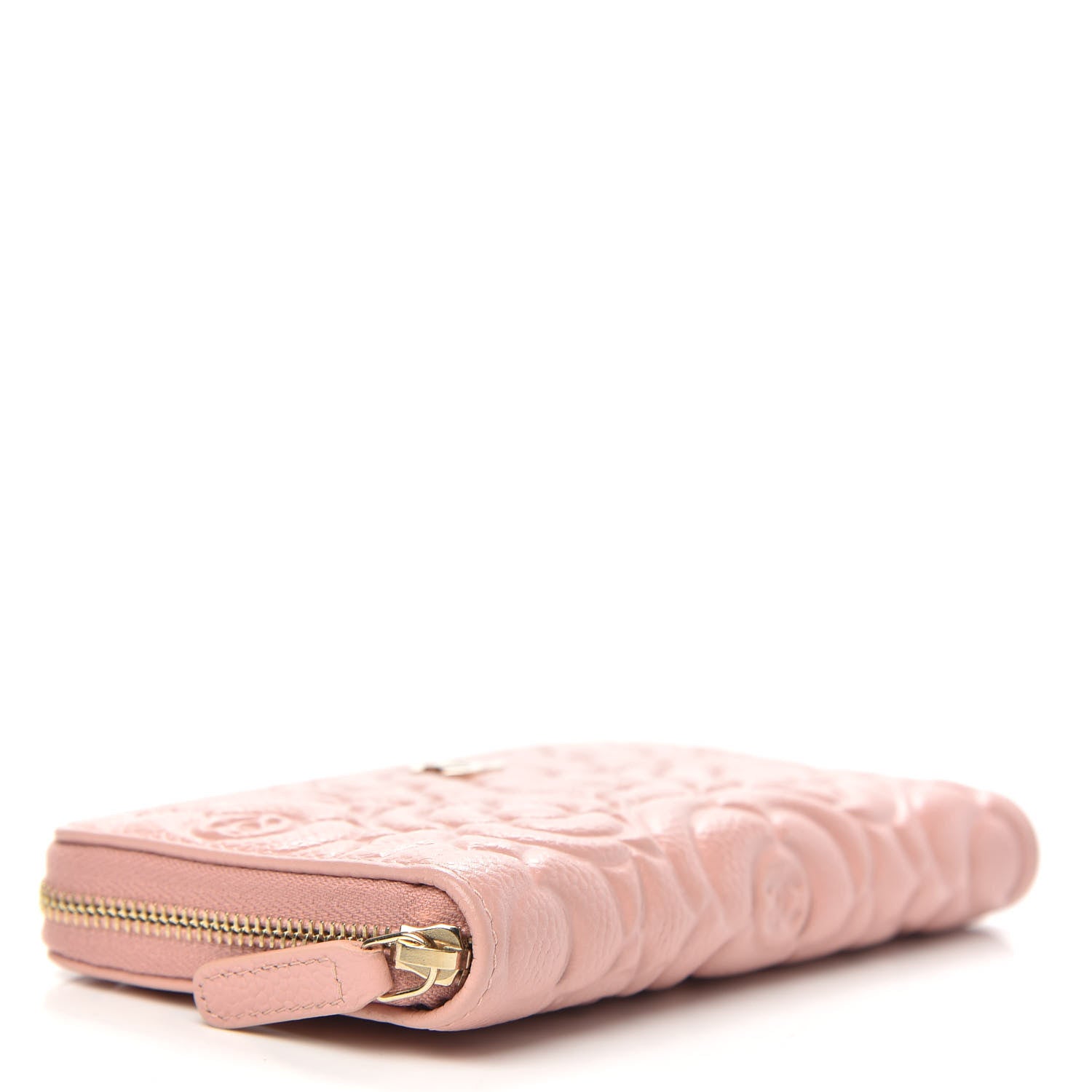 Chanel Caviar Camellia Embossed Medium Zip Around Wallet Light Pink 4 of 11