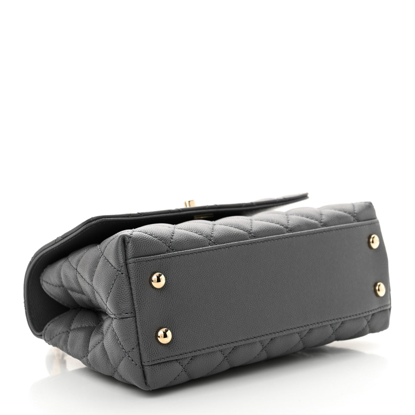 Caviar Quilted Mini Coco Handle Flap Grey