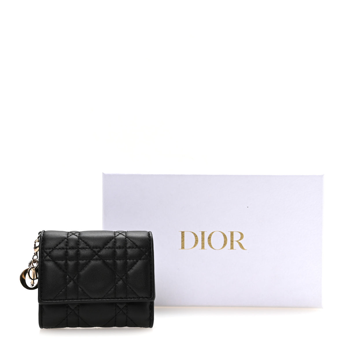 Lambskin Cannage Lady Dior Lotus Wallet Black