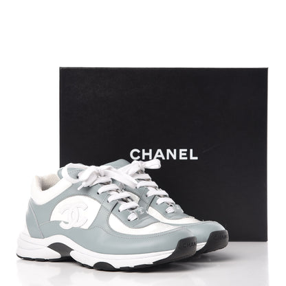 Chanel Patent Calfskin CC Womens Sneakers 37 White Light Blue 11 of 11