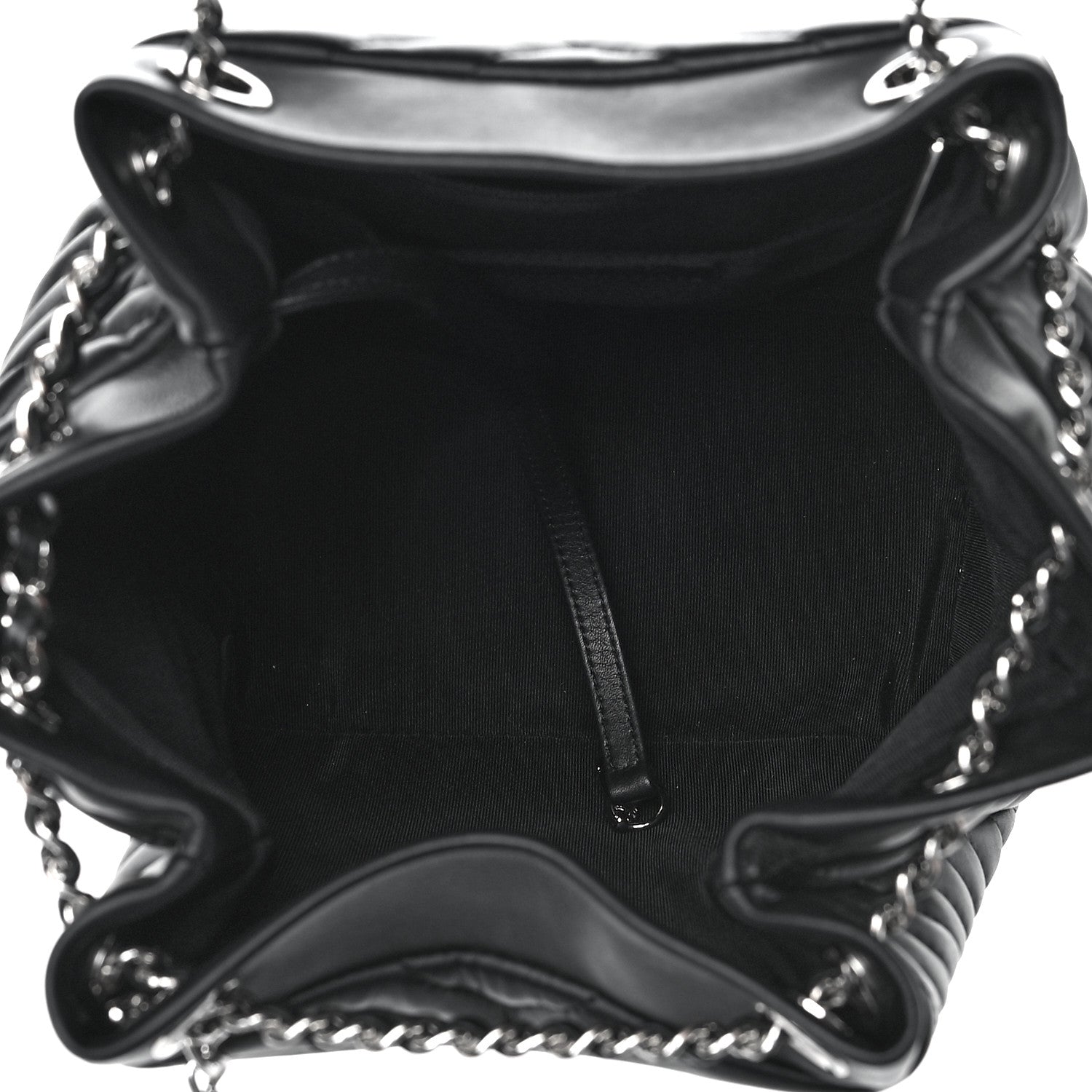 Chanel Lambskin Chevron Small Urban Spirit Drawstring Bag Black 5 of 8