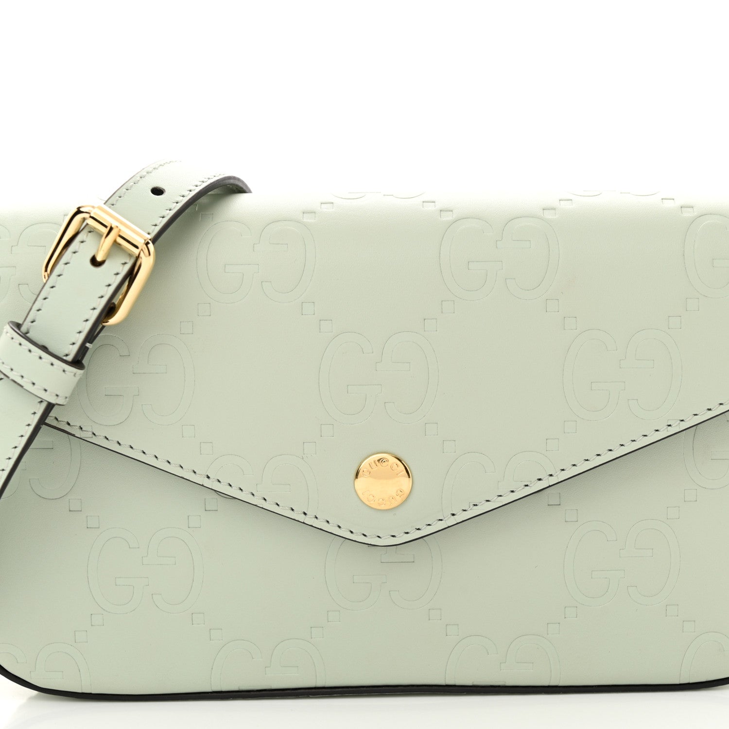 Gucci Calfskin GG Super Mini Shoulder Bag Pale Green 8 of 14