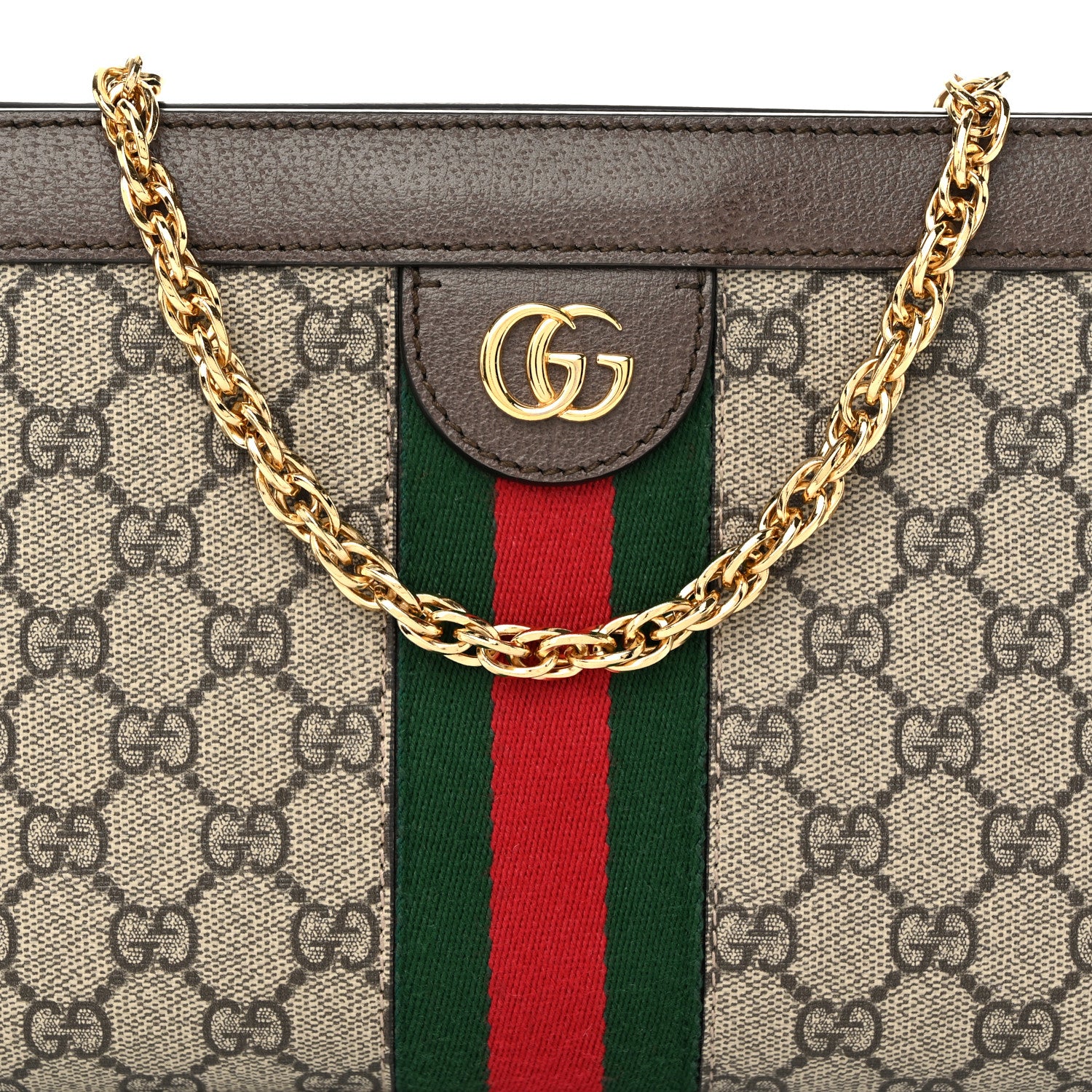 Gucci GG Supreme Monogram Web Small Ophidia Chain Shoulder Bag Brown 8 of 10