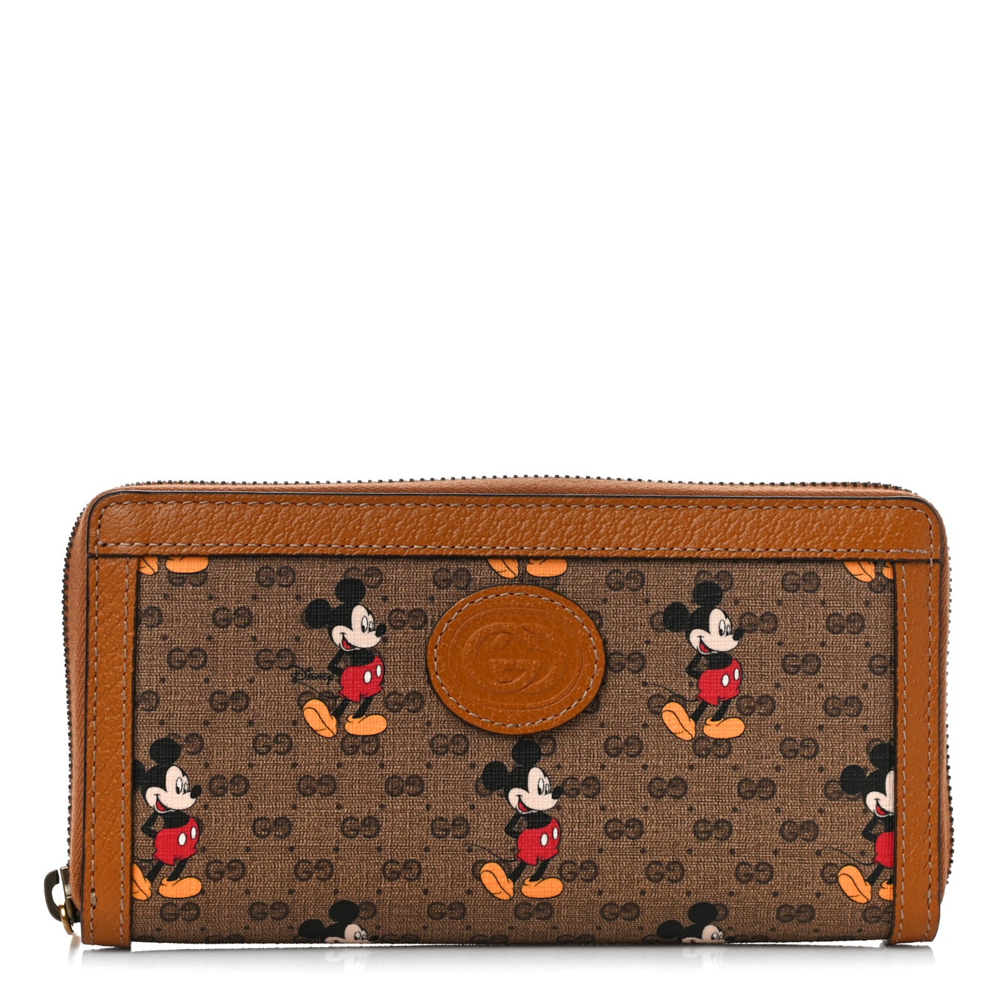 X DISNEY Mini Vintage GG Supreme Monogram Mickey Mouse Zip Around Wallet Beige Vintage Sun Oil