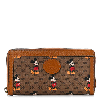 Gucci X DISNEY Mini Vintage GG Supreme Monogram Mickey Mouse Zip Around Wallet Beige Vintage Sun Oil 1 of 10