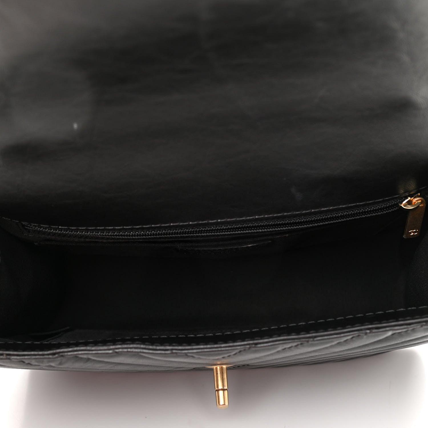 Chanel Calfskin Chevron Quilted Top Handle Flap Black 5 of 12