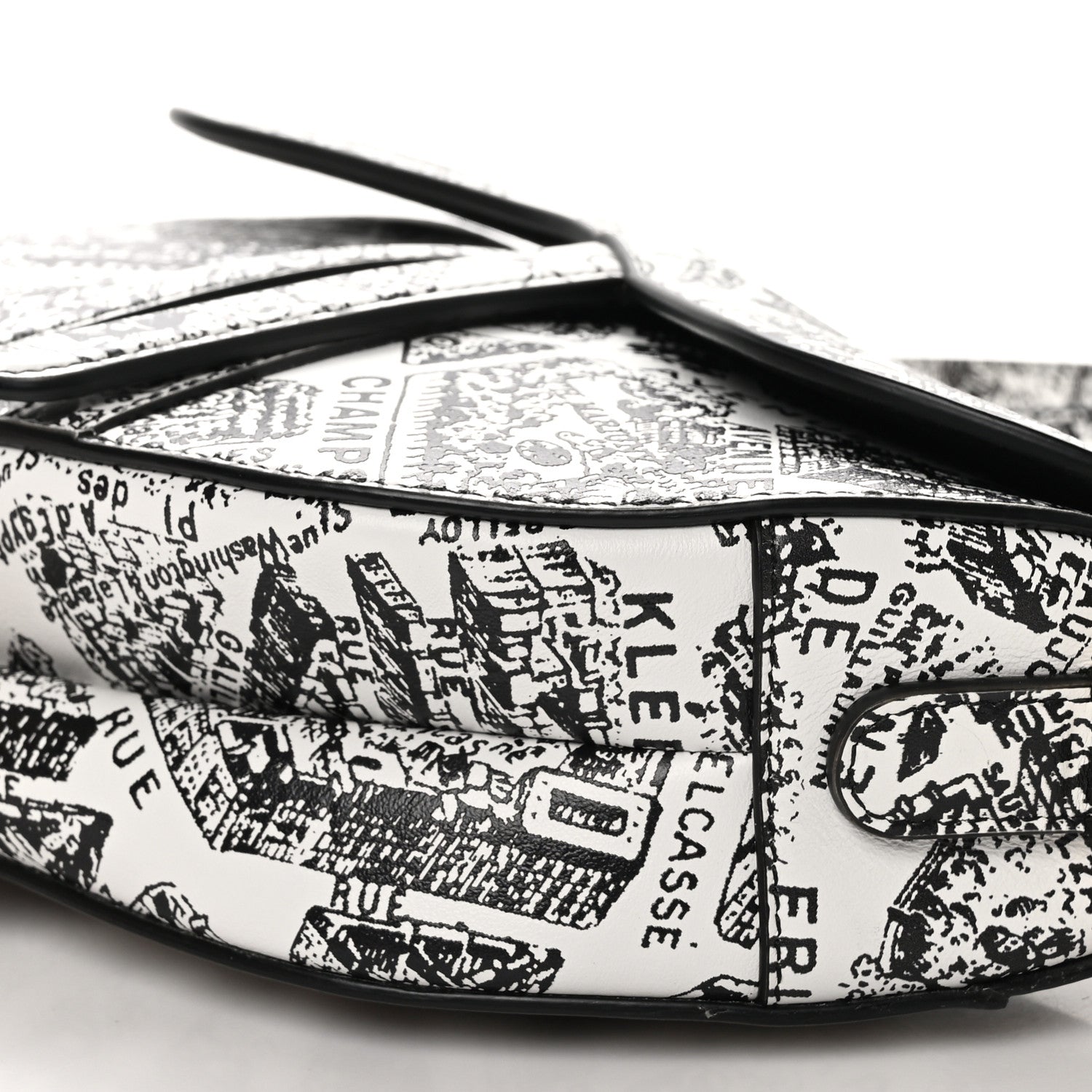 Christian Dior Calfskin Plan De Paris Printed Saddle Bag With Strap White Black 10 of 10