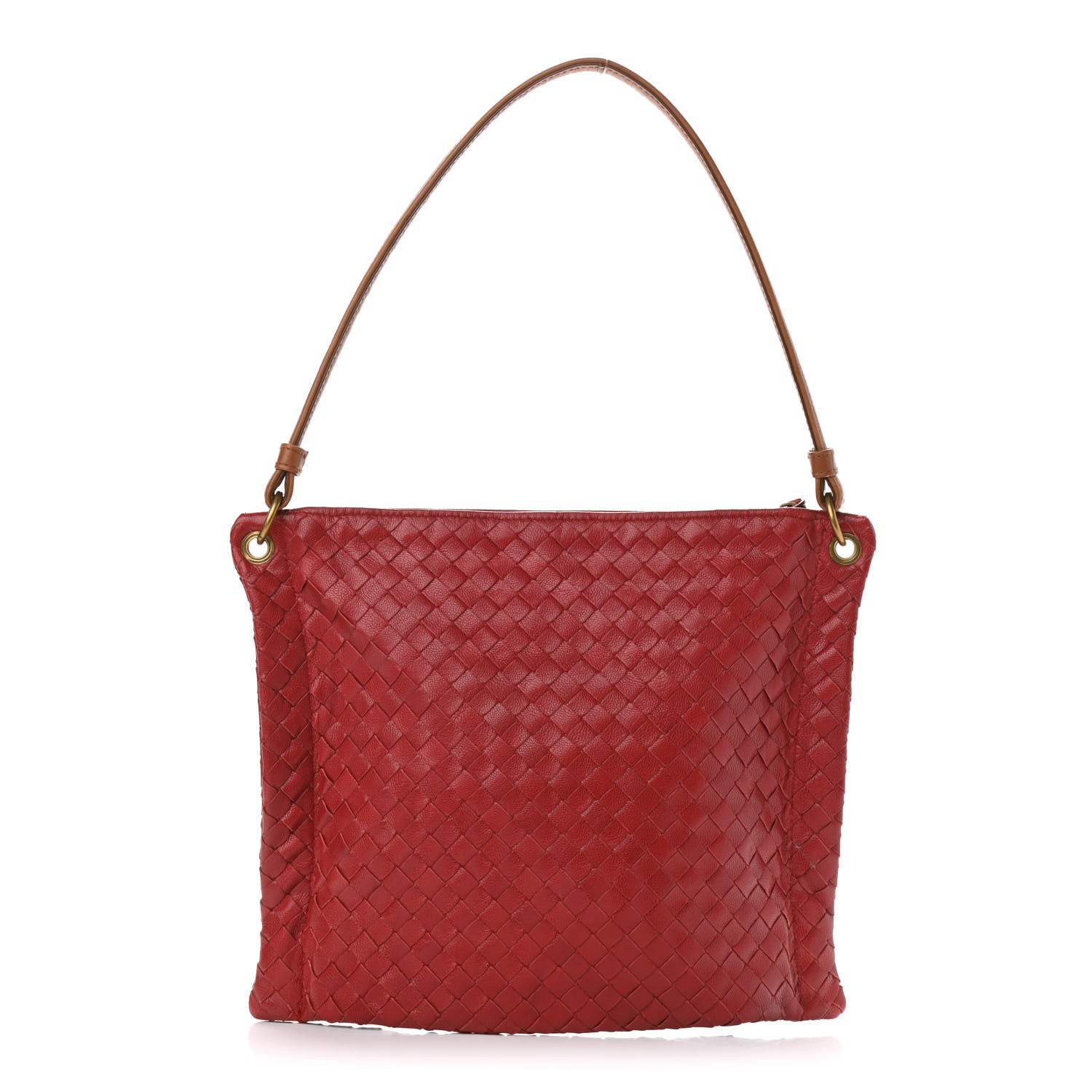 Bottega Veneta Nappa Intrecciato Shoulder Bag Red 1 of 8