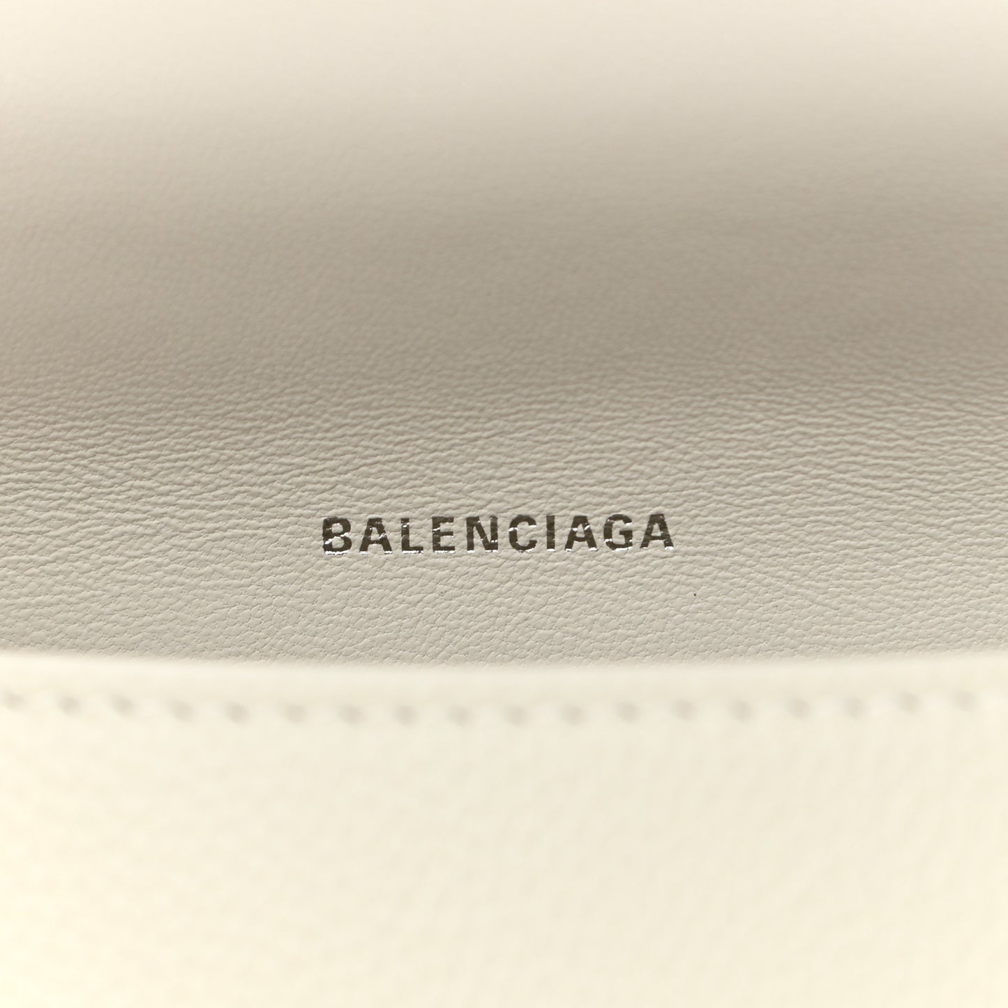 Grained Calfskin Small Hourglass Top Handle Bag White