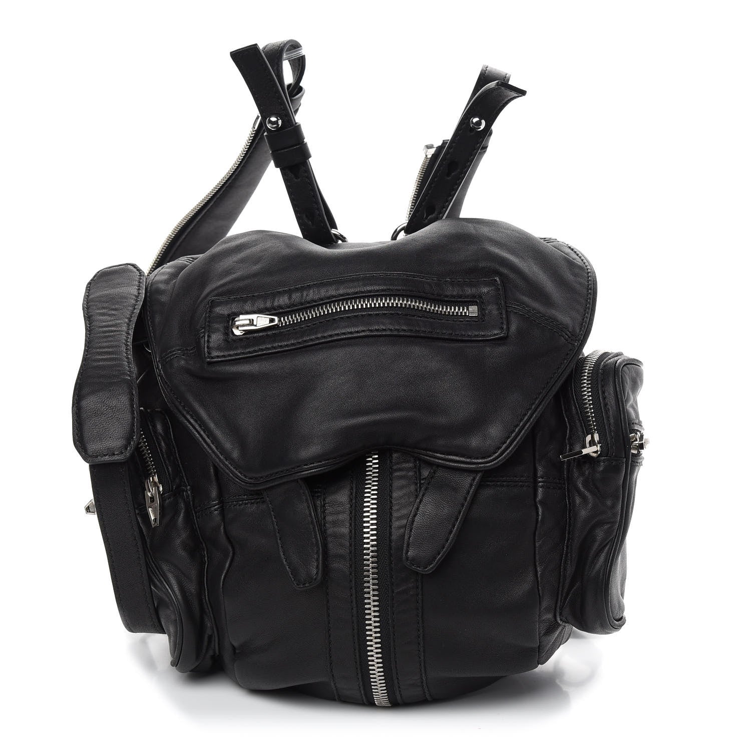Alexander Wang Lambskin Marti Backpack Bag Washed Black Rhodium Hardware 1 of 9