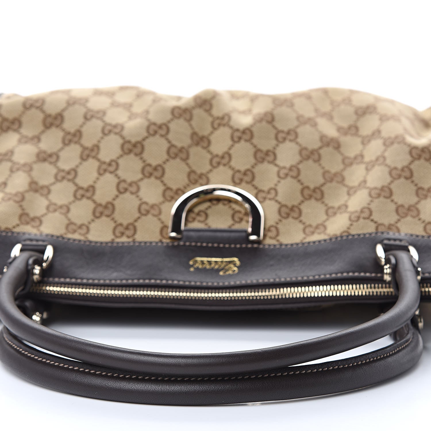 Gucci Monogram D Gold Tote Dark Brown 10 of 14