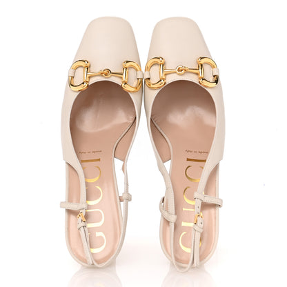 Gucci Nappa Horsebit Platform 35/120mm Slingback Pumps 40 New Mystic White 2 of 10