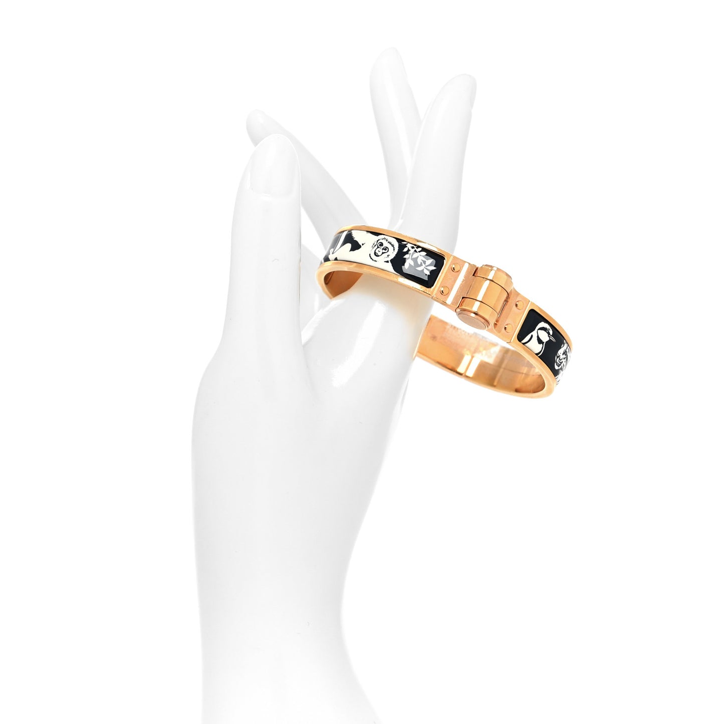 Enamel Printed Charniere Tendresse Feline Tattoo Hinged Bracelet M Positif Negatif