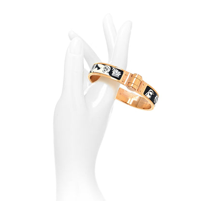 Hermes Enamel Printed Charniere Tendresse Feline Tattoo Hinged Bracelet M Positif Negatif 2 of 5