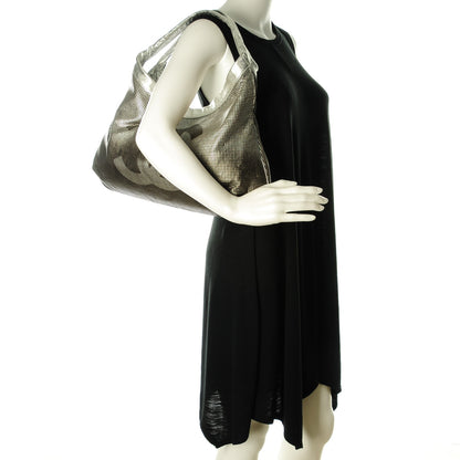 Chanel Metallic Perforated Lambskin Hollywood Hobo Silver 2 of 7