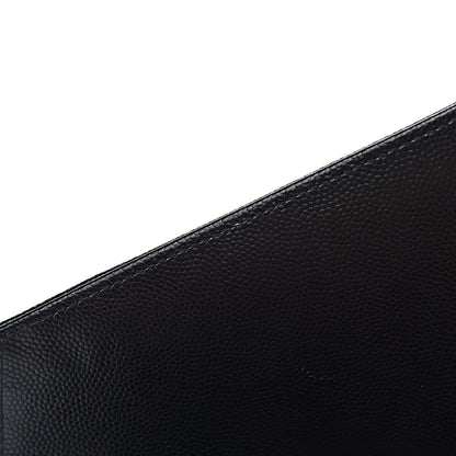 Saint Laurent Grain De Poudre Matelasse Chevron Monogram Chain Wallet Black 8 of 11