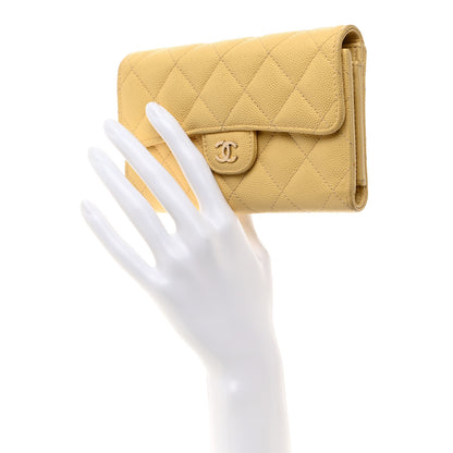 Chanel Caviar Quilted Medium Flap Wallet Light Yellow 2 of 9