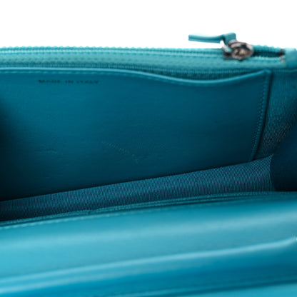 Chanel Lizard Wallet on Chain WOC Turquoise 12 of 14