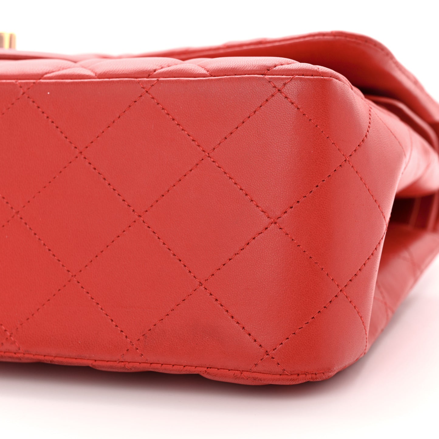 Lambskin Quilted Jumbo Double Flap Red