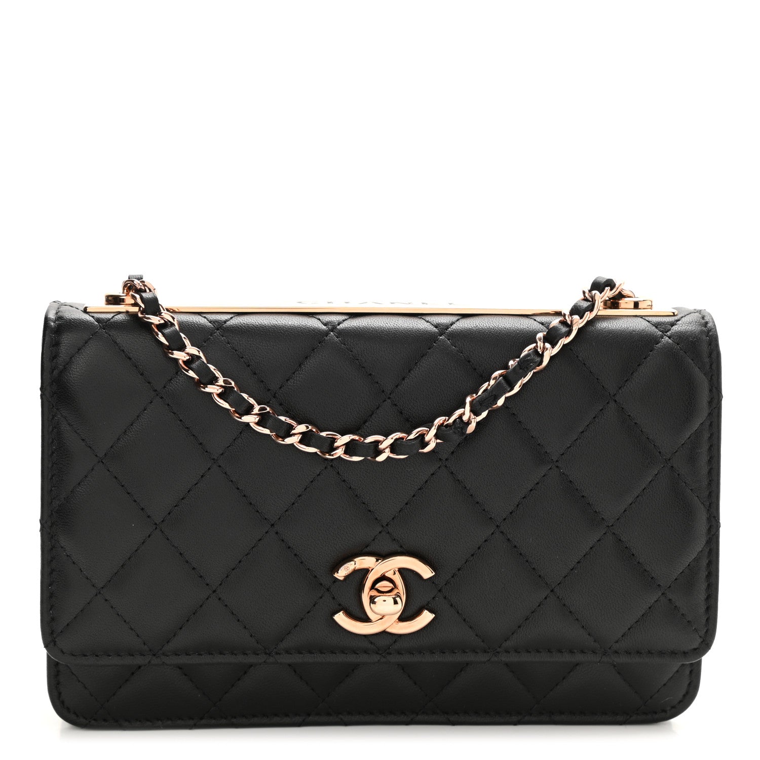 Chanel Lambskin Quilted Trendy CC Wallet On Chain WOC Black 1 of 12