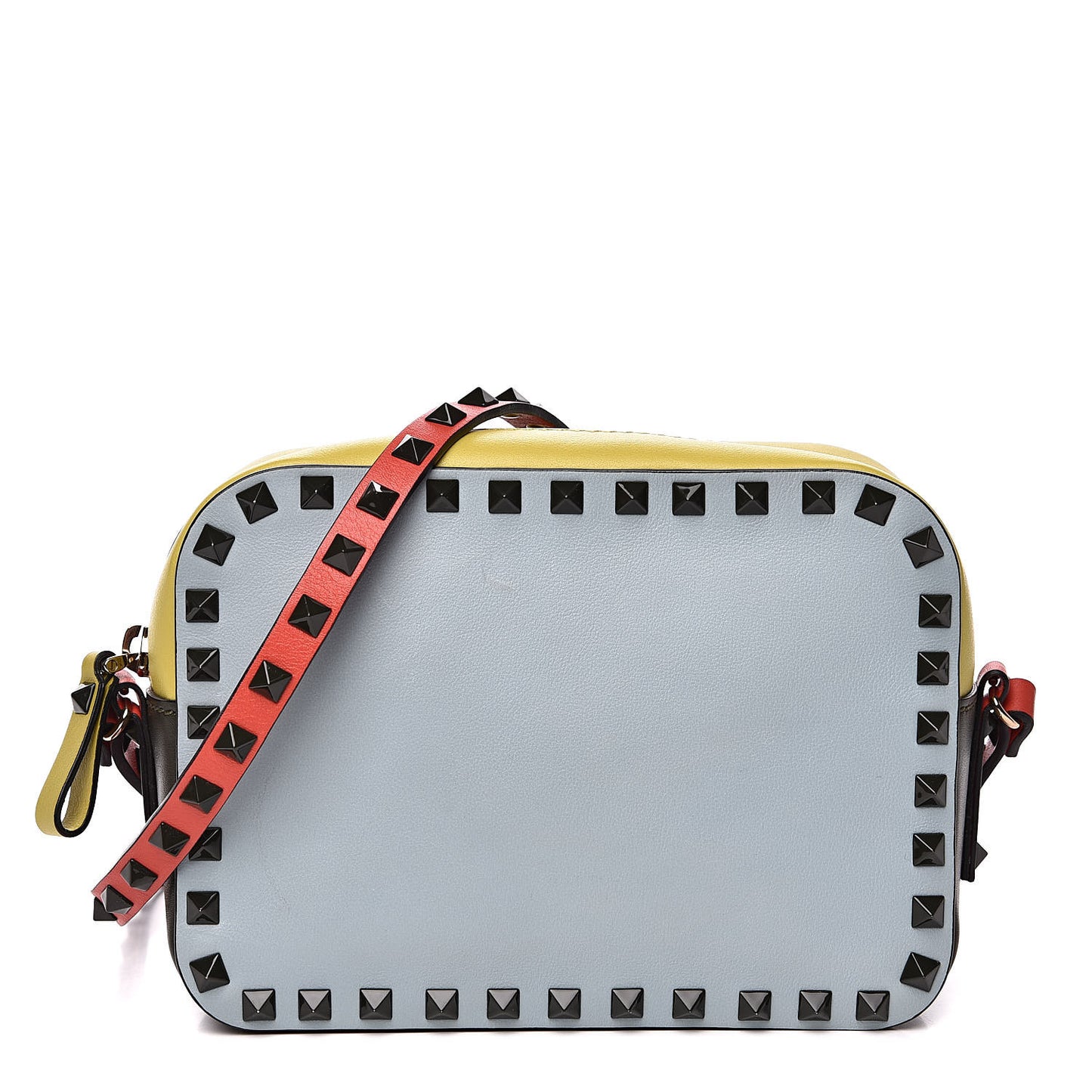 Calfskin Colorblock Rockstud Camera Crossbody Bag Multicolor
