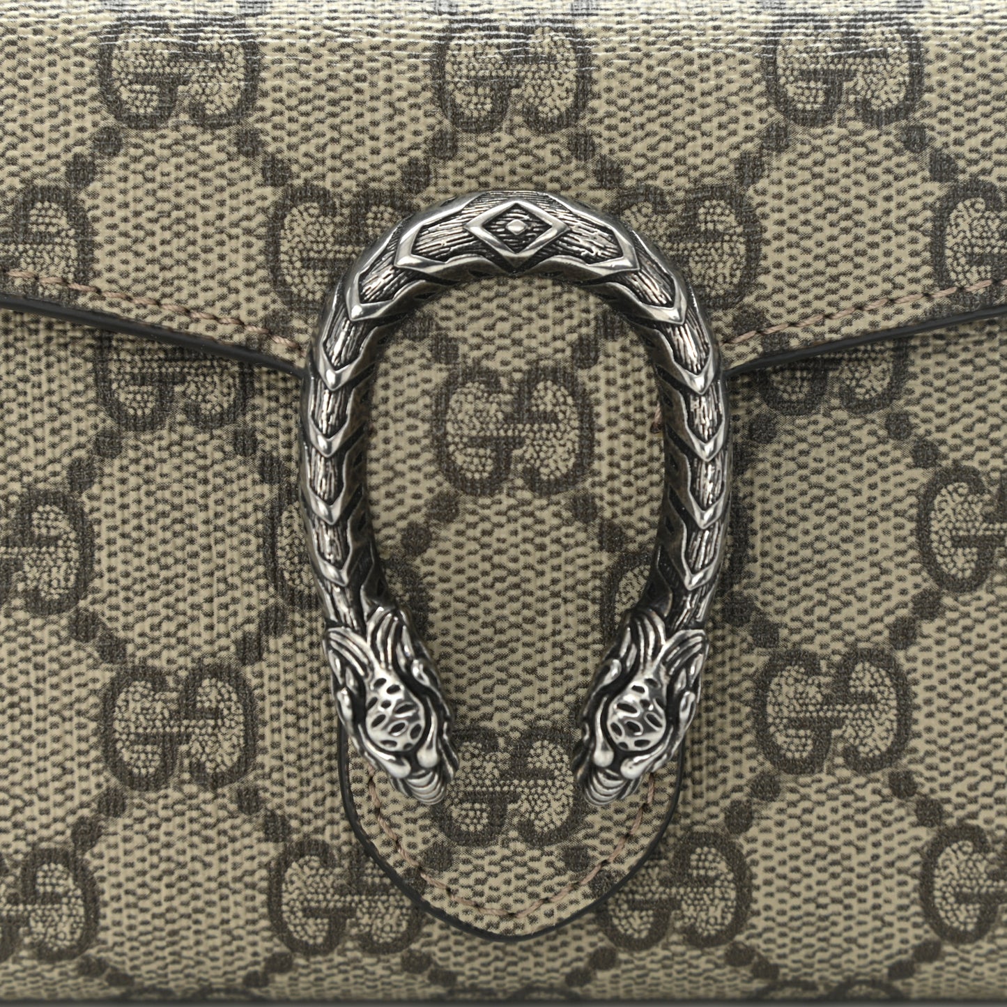 GG Supreme Monogram Dionysus Card Case Wallet Beige Taupe