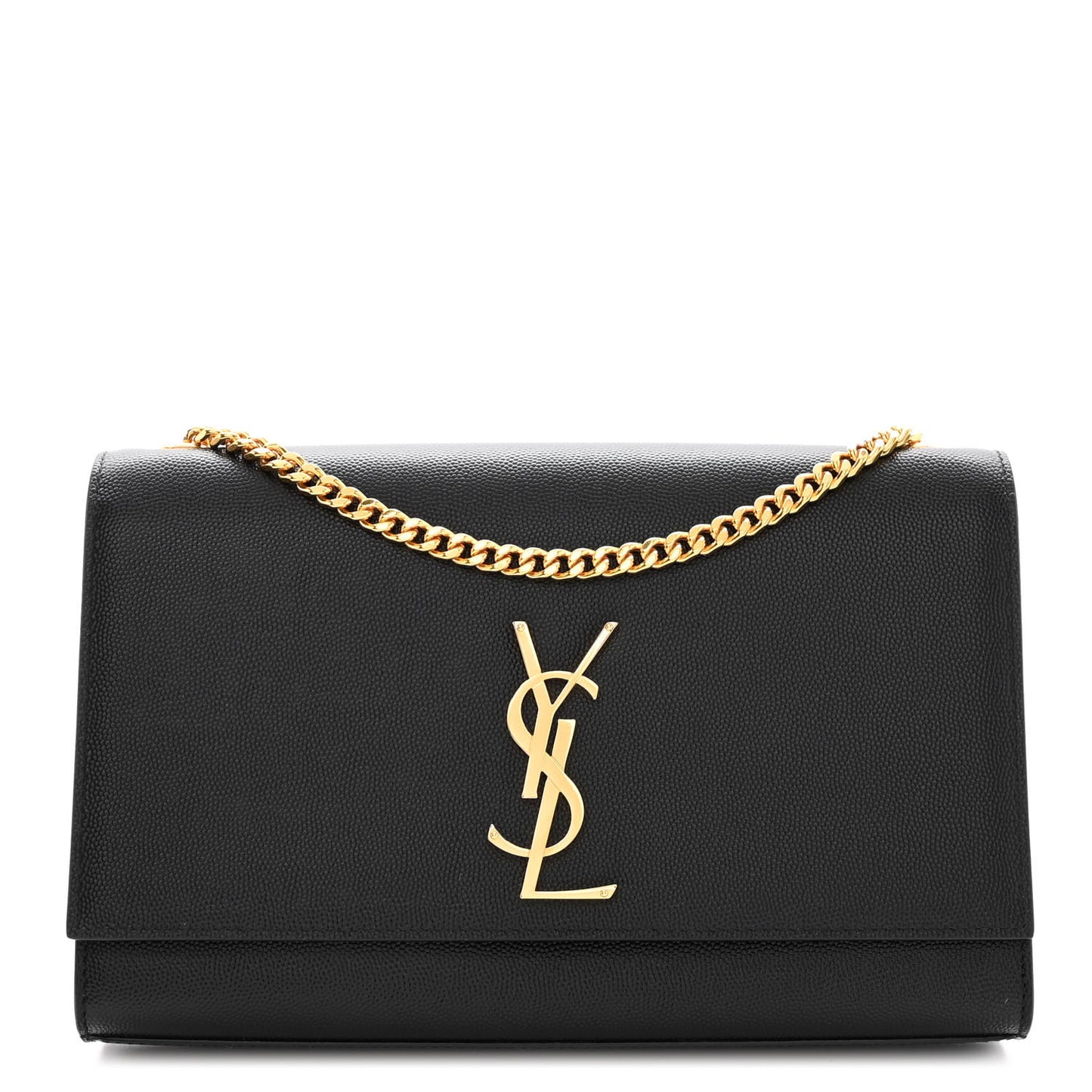 SAINT LAURENT Grain De Poudre Medium Classic Monogram Kate Satchel Black
