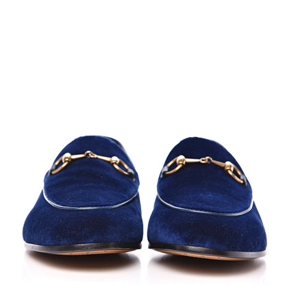 Gucci Velvet Horsebit Womens Jordaan Loafers 37 Blue Cobalt 2 of 9