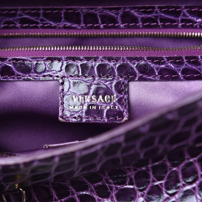 Versace Calfskin Crocodile Embossed Bag Purple 6 of 9