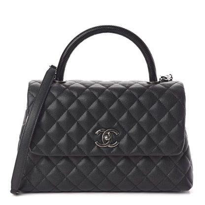 Chanel Caviar Lizard Quilted Small Coco Handle Flap Black 1 of 10
