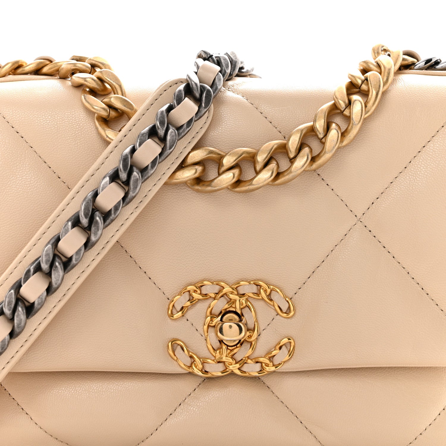 Chanel Goatskin Quilted Medium Chanel 19 Flap Beige 8 of 14