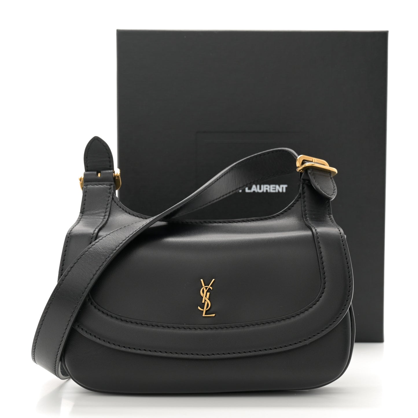 Smooth Calfskin Small Charlie Shoulder Bag Black