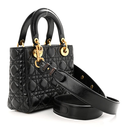 Christian Dior Crinkled Patent Cannage Small Lucky Badges My Lady Dior Black 3 of 11