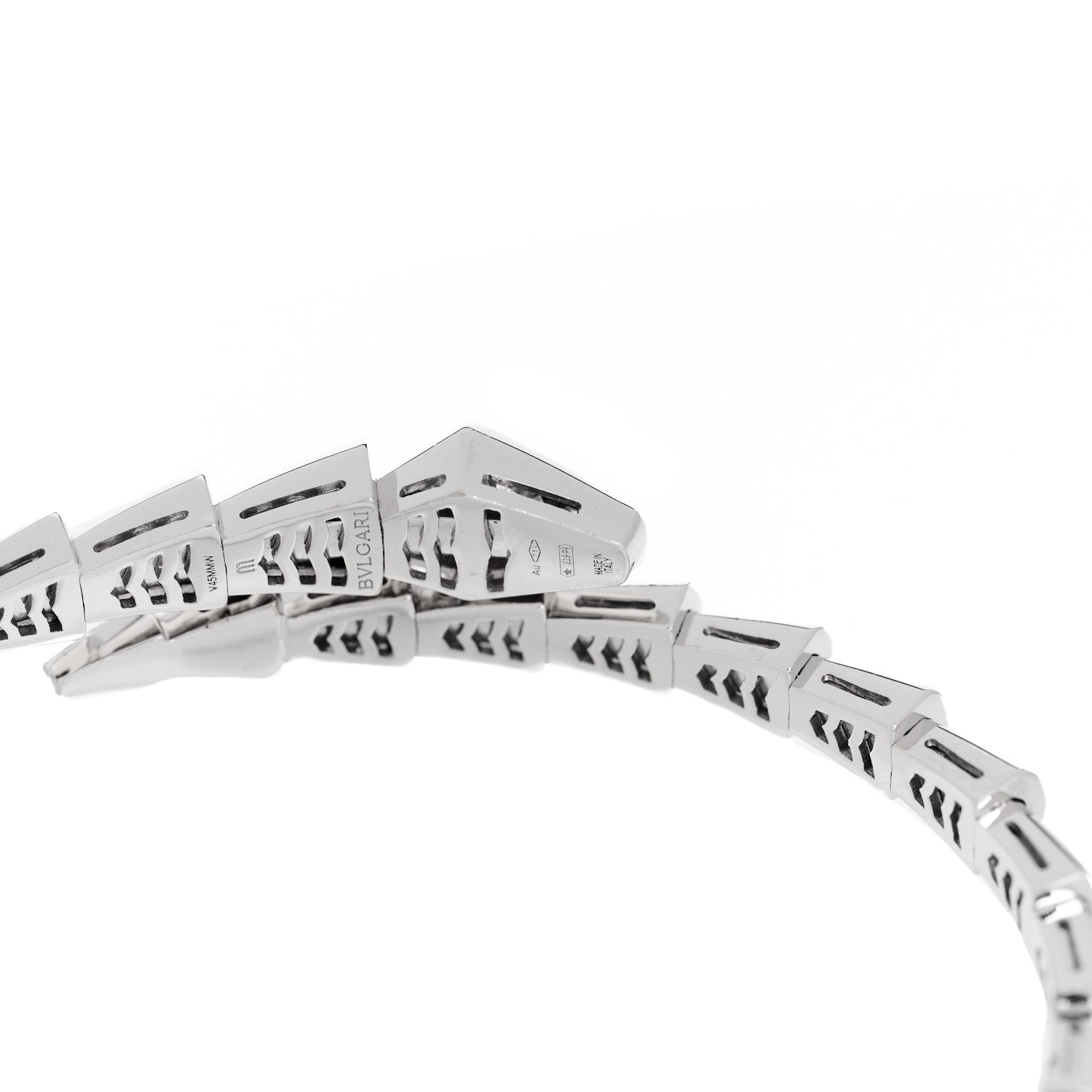 Bulgari 18K White Gold Diamond Serpenti Viper Pave Bracelet M 5 of 6