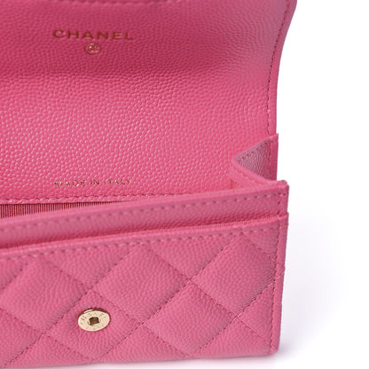 Chanel Caviar Quilted Flap Card Holder Wallet Pink 7 of 9