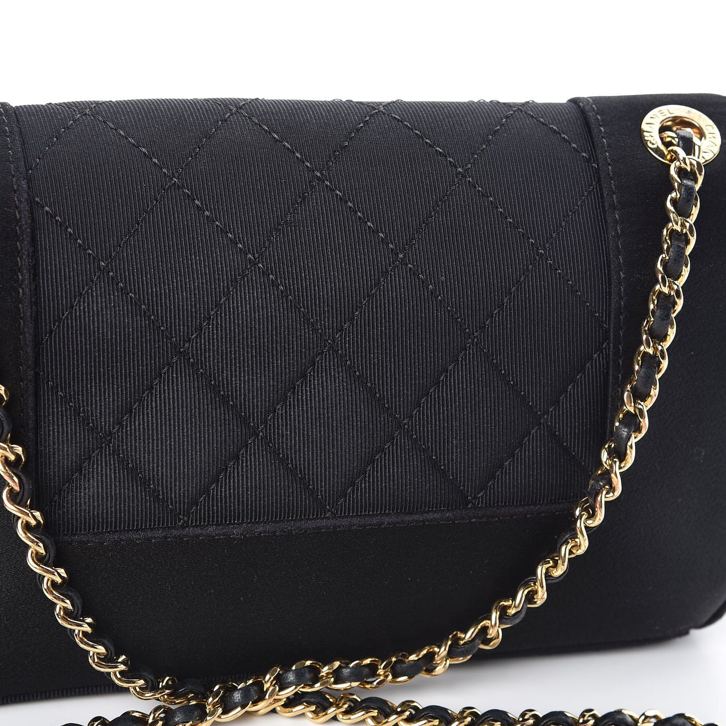 Grosgrain Satin Quilted Small Vintage Mademoiselle Flap Black