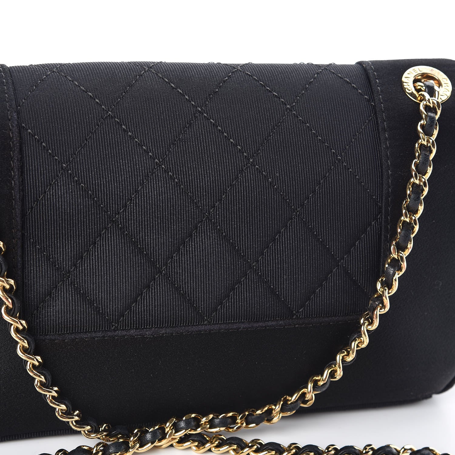Chanel Grosgrain Satin Quilted Small Vintage Mademoiselle Flap Black 15 of 15