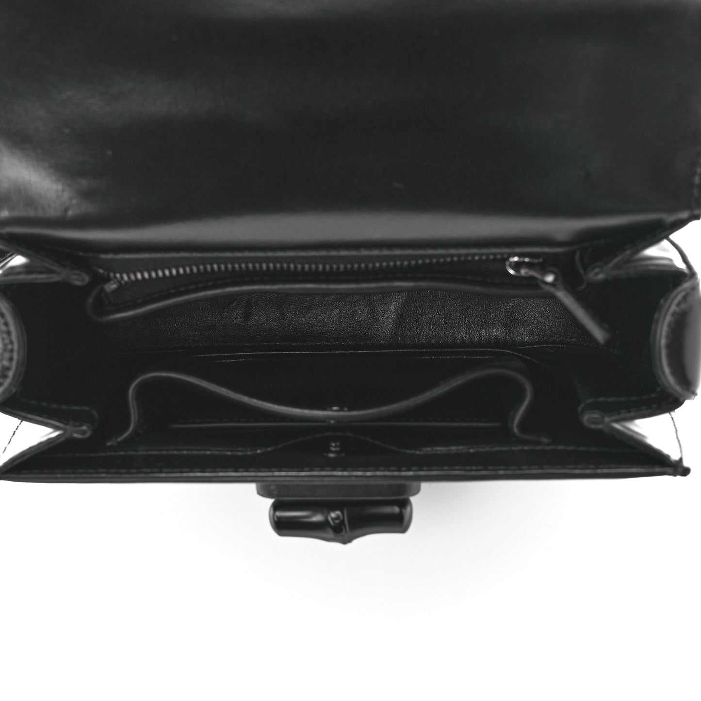 Boarded Dyana Lux Calfskin Web Monochrome Small Bamboo 1947 Top Handle Bag Black