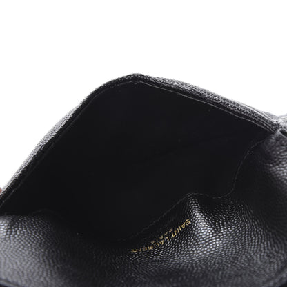 Saint Laurent Grain De Poudre Matelasse Chevron Monogram Compact Wallet Black 4 of 7