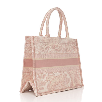 Christian Dior Canvas Embroidered Medium Dioriviera Toile De Jouy Book Tote Rose 2 of 9