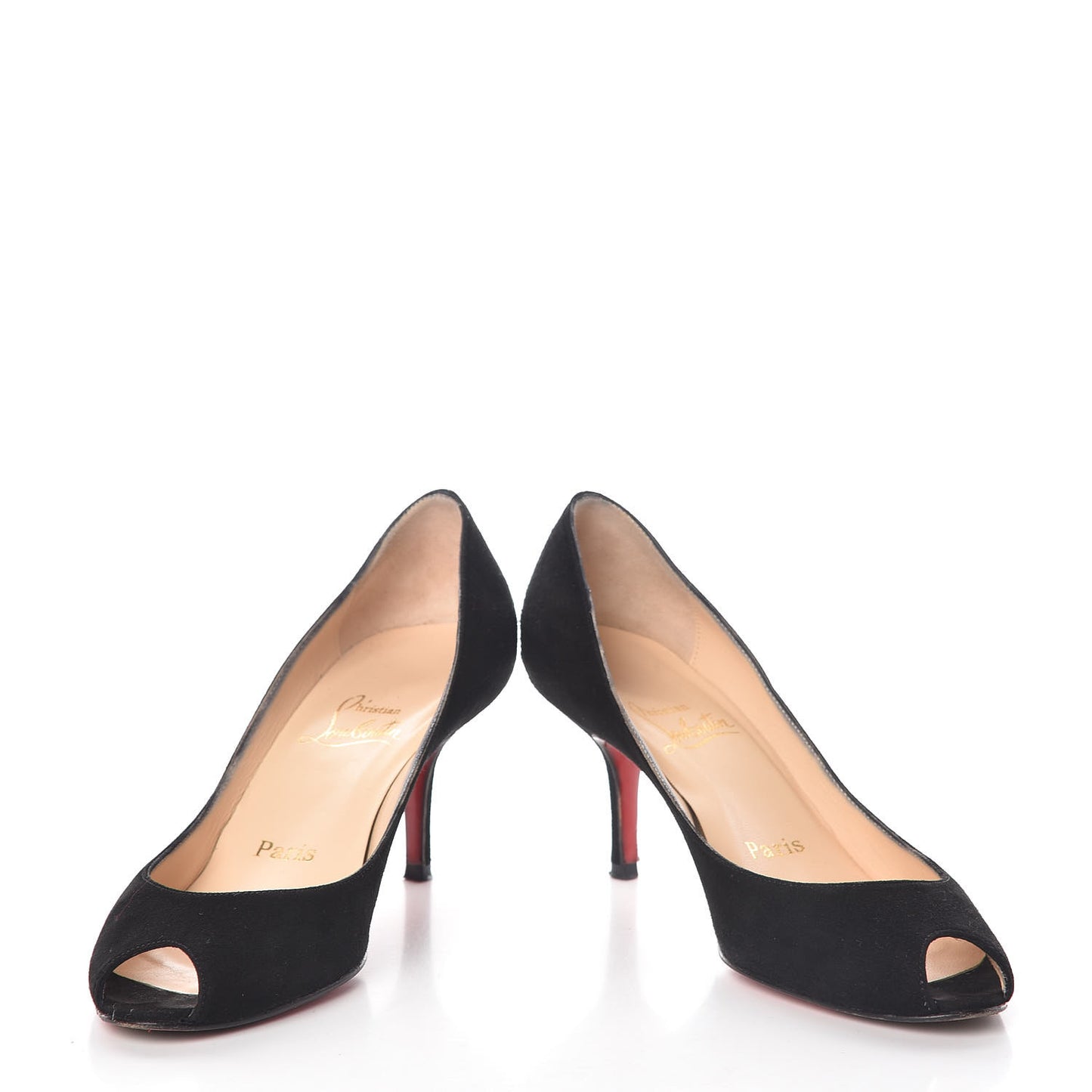 Suede Peep Toe Pumps 36 Black