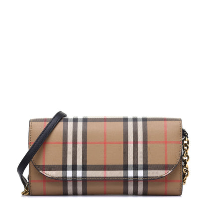 Burberry Vintage Check Henley Wallet On Chain Black 1 of 13