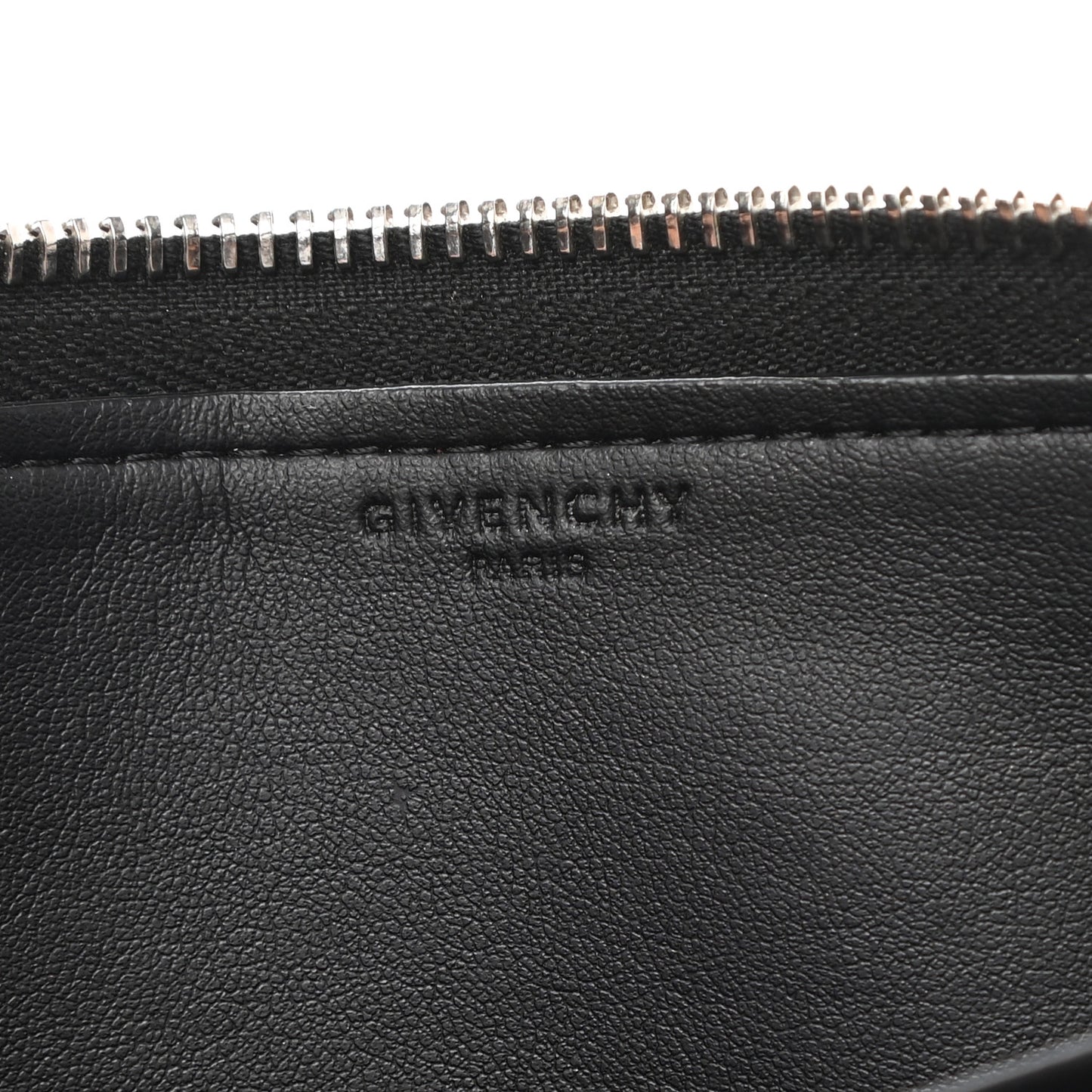 Calfskin Logo Star Embossed Zip Around Wallet Black