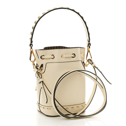 Fendi Vitello King F is Fendi Logo Debossed Metal Stitch Mini Mon Tresor Bucket Bag Pergamena 3 of 10