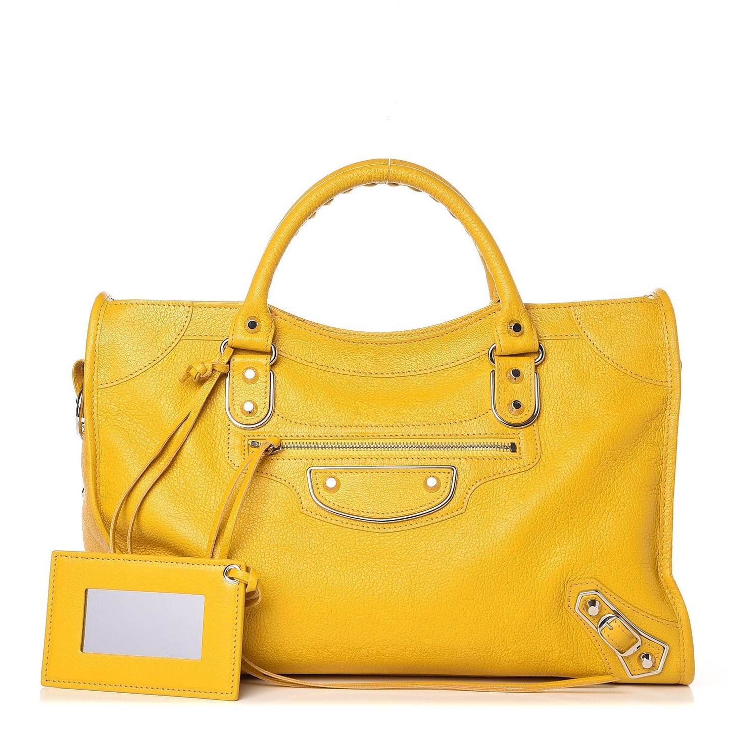 Chevre Silver Metallic Edge Hardware City Jaune Epi