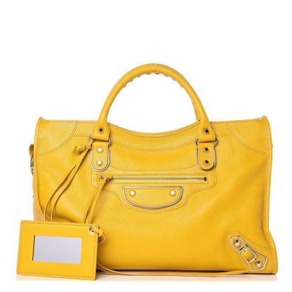 Balenciaga Chevre Silver Metallic Edge Hardware City Jaune Epi 1 of 8