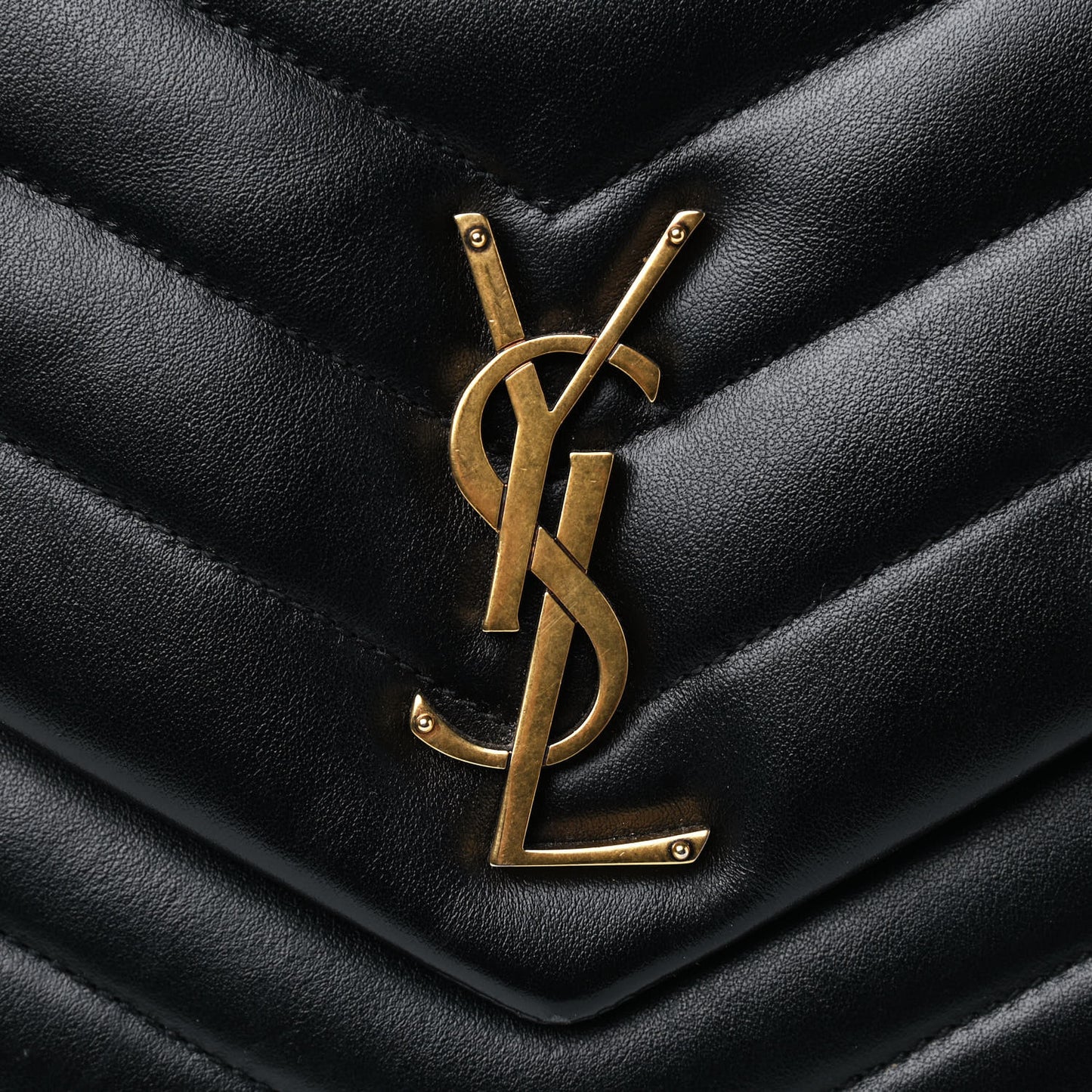Calfskin Y Quilted Monogram Medium Loulou Chain Satchel Black