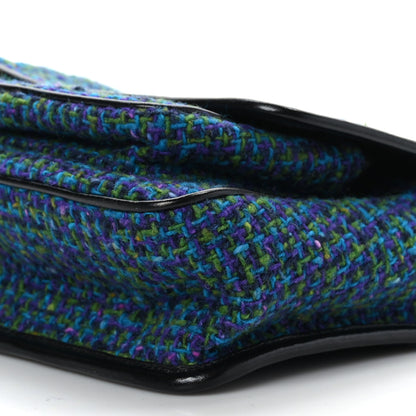 Saint Laurent Tweed Calfskin Matelasse Monogram Baby Niki Chain Satchel Blue 9 of 9